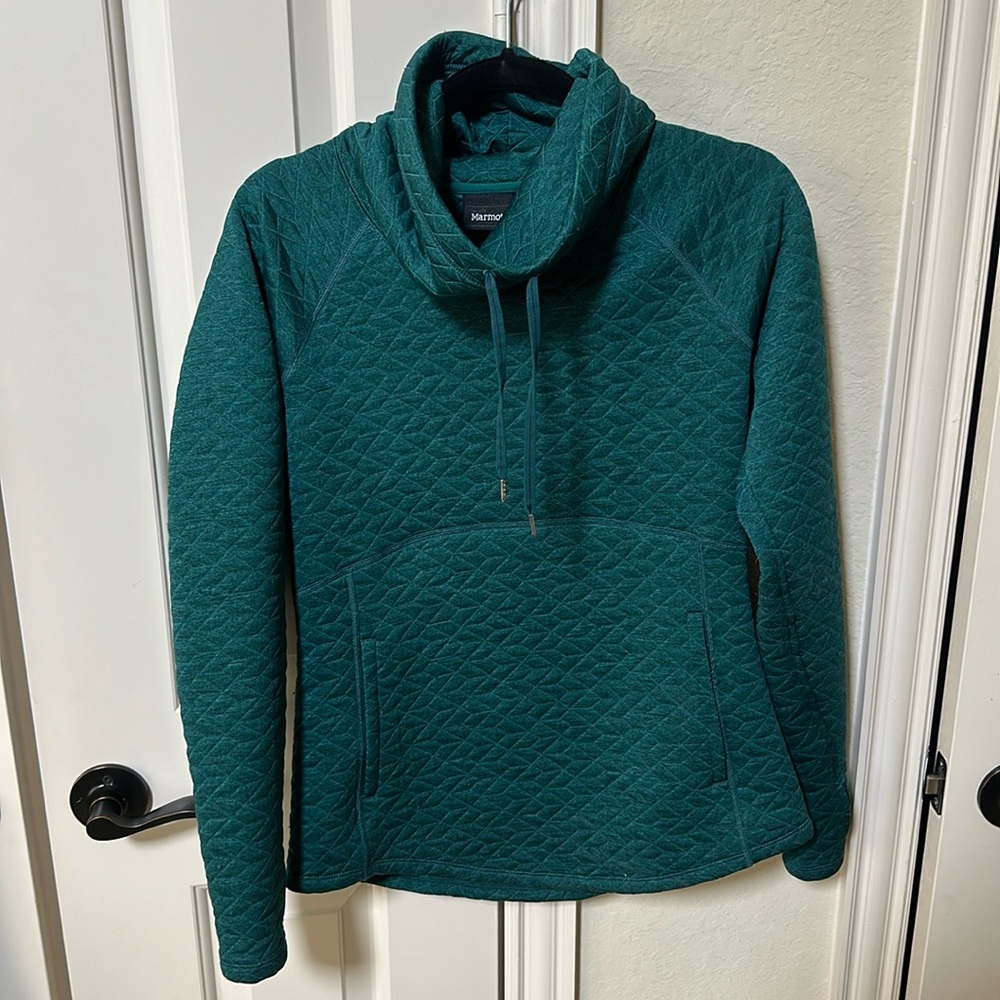 Marmot pullover. Jewel toned green. Size medium but runs on smaller side
